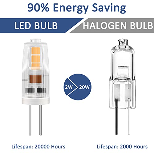 Caldarax 6 Pack G4 LED Bulbs 2W, AC/DC 12V, Equivalent to G4 20W Halogen Bulb, Warm White 3000K, 200LM, Non-Dimmable - Image 3