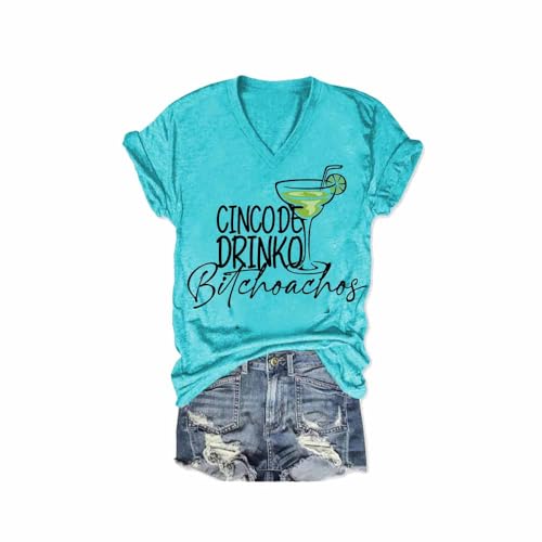 Generic Cinco De Drinko Party T-Shirt Cinco De Drinko Shirt Mexican Shirts for Women Cinco De Mayo Margarita Shirt Fun Gift Teal, Medium
