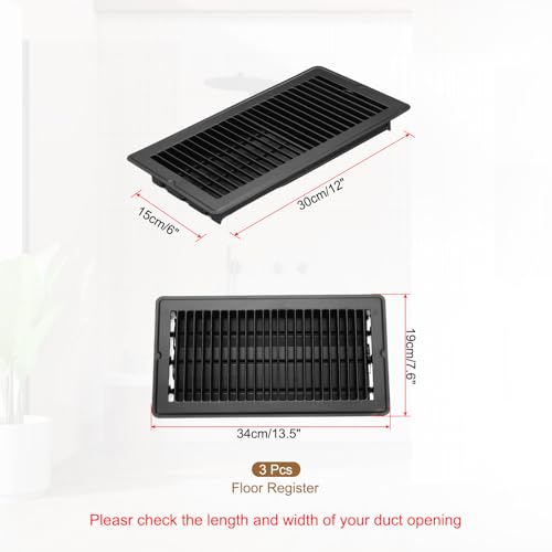 Grilles de sol réglables noires 30,5 x 15,2 cm pour harmoniser l'aération de votre salon - 3