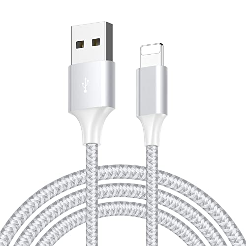 AVIWIS Cable de carga para teléfono [3 unidades de 1 m] USB de carga rápida de nailon Phone Cable compatible para Phone 11 11 Pro 8 8 Plus 7 7 Plus 6 6S 6S Plus 5S 5 plata Cover