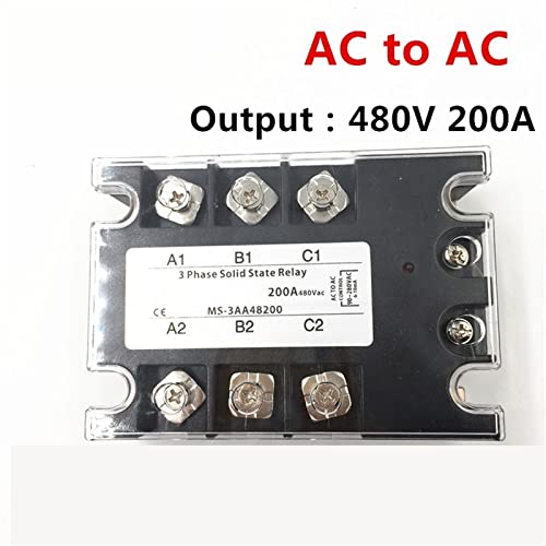 Relais SSR Triphasé 200A Commutation Silencieuse AC 30-480V TSR-200AA