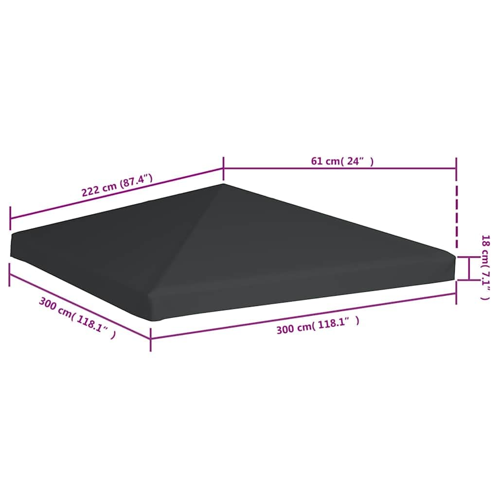 vidaXL Toile Supérieure Gazebo 310 g/m² 3x3 m Gris Belvédère Tonelle Pavillon