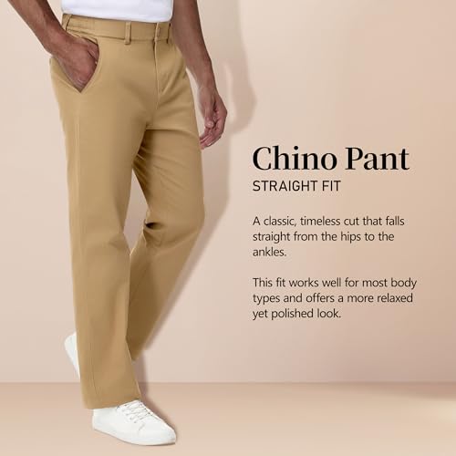 JWM Mens Casual Chinos Pants Straight Fit - Cotton Twill Khaki Pant Comfy Stretch Travel Golf Trousers with Zipper Pocket2