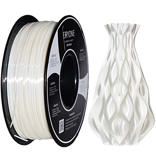 PLA Filament 1.75mm Silk White, ERYONE Silky Shiny Filament PLA 1.75mm, 3D Printing Filament PLA for 3D Printer and 3D Pen, 1kg 1 Spool
