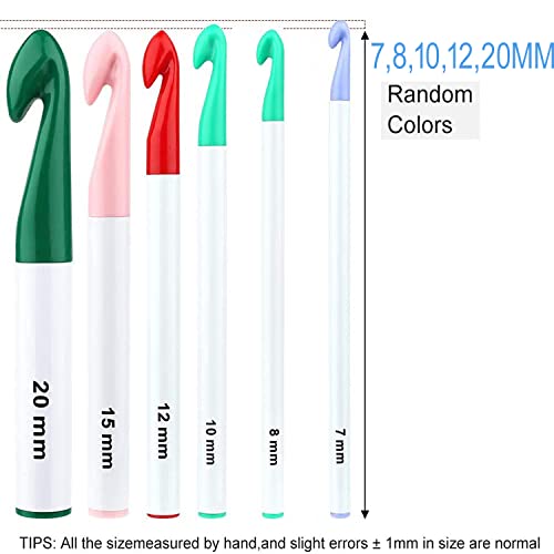 Image of Jasol Crochet Hook 6 Sizes Crochet Hooks Set 7mm-20mm for Large Size Yarn Crochet Needle Set of 1 (Multi)