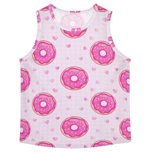 J JOYSAY Sprinkled Donut Heart Pink Boys Tank Top Sleeveless Muscle Shirts Quick Dry Kids T-Shirts 3-15T