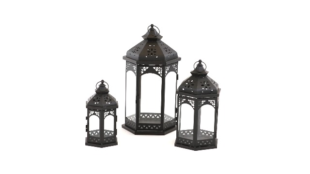 3-delige lantaarn set, metaal, decoratie voor binnen & buiten, 3 groottes, vintage windlicht, voor kaarsen, zwart 3-delige lantaarn set, metaal, decoratie voor binnen & buiten, 3 groottes, vintage windlicht, voor kaarsen, zwart