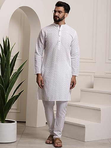 Image of SOJANYA Elegant Pastel Color Embellished Kurta for Men | Minimal Embroidery Festive & Ethnic Wear
