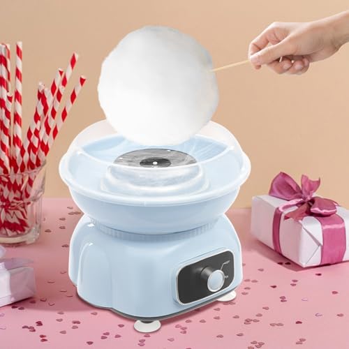 Zuckerwattemaschine Set, 500W Zuckerwatte Maschine mit Plastikstab Löffel und 10 Bambus-Stäbchen, 1850RPM Zucker für Zuckerwattemaschine, Cotton Candy Maker für Kindergeburtstag Party, BIS 180℃ (Blau) – Bild 7