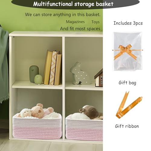 Image of COMFY HOMI 11.5 inchx7.5 inchx4.7 inch Storage Baskets for Organizing | Cotton Rope Woven Basket | Toy Storage Bin Box | Basket for Shelves, Closet Organizer Bin, Decorative Closet Shelf, 3 Pack,