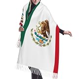 WSSYYBF Bufanda con flecos de cachemira de la bandera de México con estampado completo, cachemira sintética suave, 77 x 27 pulgadas, elegante y cálida para mujer