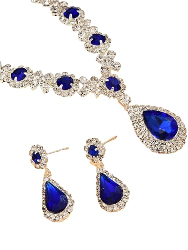Juego de collares de gotas de cristal ideal para accesorios de vestido de noche de boda