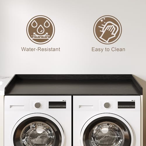 Image of ChooChoo Washer Dryer Countertop, 1-Tier | Laundry Room Topper, Spacious Storage, For Folding Clothes & Efficient Organization, Black
