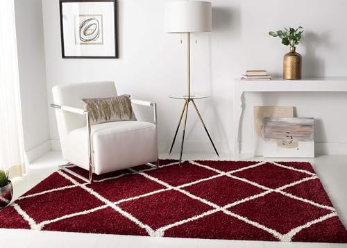Image of Carpet for Hallway, Kitchen, and Modern Interiors, Cozy Shag Runner for Living Room, Entryway & Office Decor Size 6x9 feet Red B