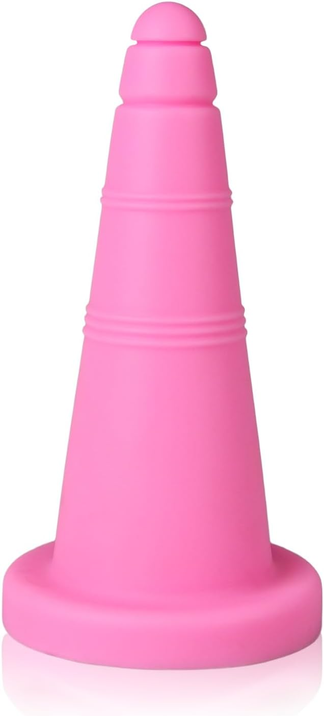 FST Large Butt Plug Pink Ice Cream Cone Anal Plug Liquid Silicone Anal Cone Dildo for Anal Training Super Soft Anal Dildo Anal Stretcher Adult Sex Toys for Men Women Expert (M)