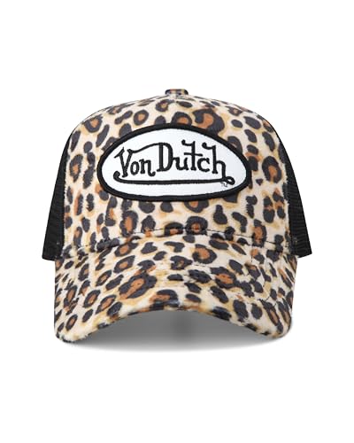 Image of Von Dutch Unisex Trucker Hat - Velvet Curved Bill Mesh Back Retro Classic Adjustable Snapback Baseball Cap for Men and Women