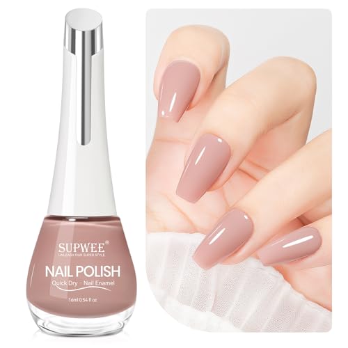 SUPWEE Nude Quick Dry Nail Polish, 16ml Air Fast Dry Regular Nail Polish Lacquer High Glossy Fall Finger Nail Manicure DIY Nail Art Salon Gift for Women Girl