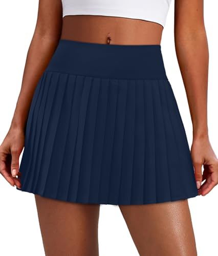 Image of Alaroo Pleated Tennis Skirt for Women with Pockets Shorts Skort | High Waisted Golf Athletic Skorts Running Workout Skirts