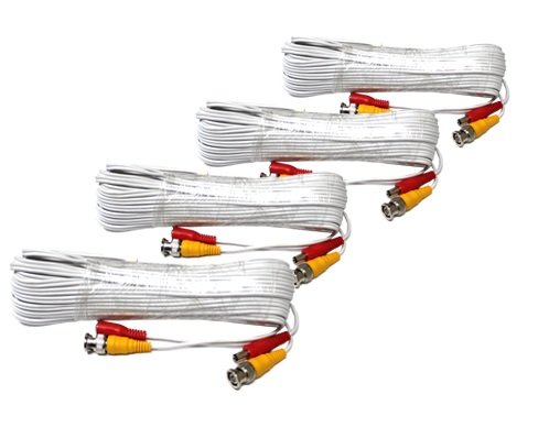 4 Pack of 60 Feet Premade All-in-One Siamese CCTV Security Camera Video & Power BNC Cable for Surveillance System