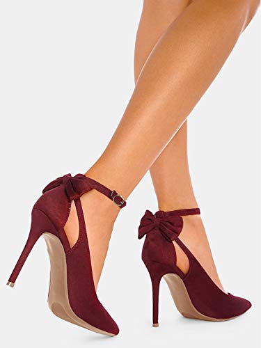 Image of Fashare Womens High Heels Bow Tie Back Sexy Stiletto Ankle Strap Wedding Dress Pumps Shoes