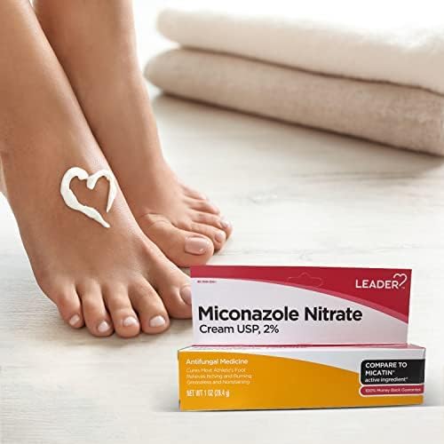 Miniatura 6 de Leader Crema antifúngica de nitrato de miconazol al 2%, cura el pie de atleta, la picazón y las infecciones de tiña, 1 oz, comparado con la