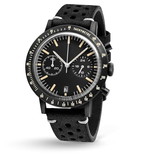 Montre chronographe hybride étanche avec bracelet de rallye perforé noir