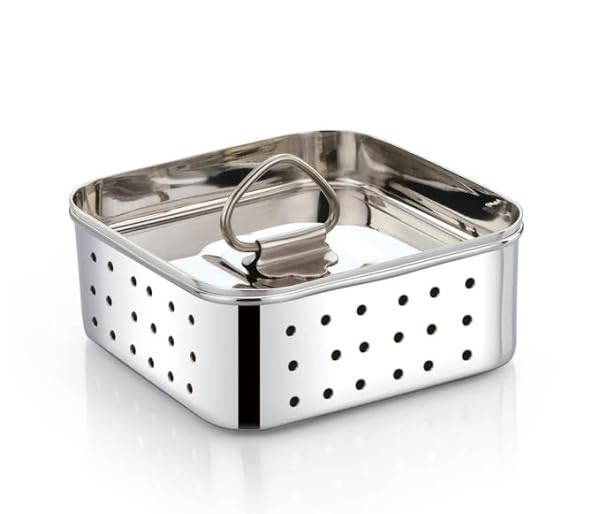 DUFFIX Stainless Steel Paneer Maker & Cheese Mold with Lid 350 ml | Tofu & Cheese Maker, Food Grade Material, 10.4x10.4x4.2 cm, Homemade Paneer Press, Kitchen Tool-image-37