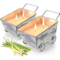 Velas Citronela Exterior Interior 1 Piezas Vela De Citronela Grande 18.3oz Vela Citronela Jardin Aromáticas Juego de Velas Carrito Vintage de Metal para Camping/Hogar/Picnic/Fiestas