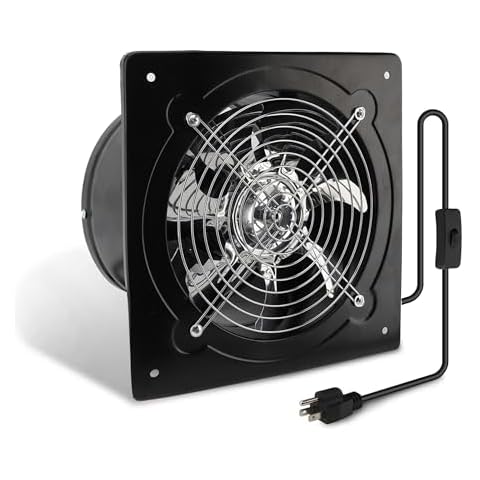 MEKOTRIN 8 Inch Exhaust Fan, Kitchen Exhaust Fan With Switch 60Hz 7 Blades Iron, 760 CFM Window Exhaust Fan, Small Wall Mounted Ventilation Fan for Attic, Greenhouse, Bathroom, Basement(Black, 80W) Cover