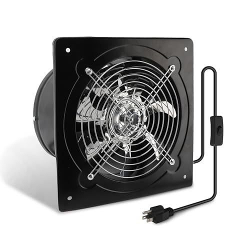 MEKOTRIN 8 Inch Exhaust Fan, Kitchen Exhaust Fan With Switch 60Hz 7 Blades Iron, 760 CFM Window Exhaust Fan, Small Wall Mounted Ventilation Fan for Attic, Greenhouse, Bathroom, Basement(Black, 80W) by MEKOTRIN - Used condition - US$29.04