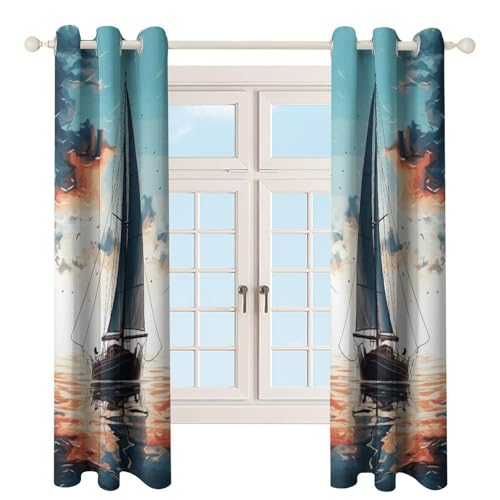 Rideaux occultants à œillets pour salon chambre bleu nuit isolant - 5