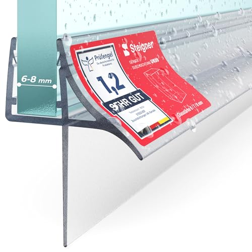 STEIGNER Joint de douche pour paroi en verre, 70cm, vitre 6/7/8mm, joint d'étanchéité PVC droit pour les cabines de douche réctangulaires, UK09
