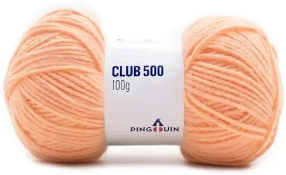 Fio Pingouin Club 500 100g, Lã 100% Acrílico Tex 500 para Tricô e Crochê, Fio Encorpado de Inverno, Diversas Cores, Acabamento Premium (Peach)