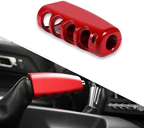 Handbrake Cover Handle Grip Protector Emergency Brake Cover Parking Brake Cover Alumiulum Car Interior Trim Decoration Accessories for Ford Mustang 2015-2021(Red)