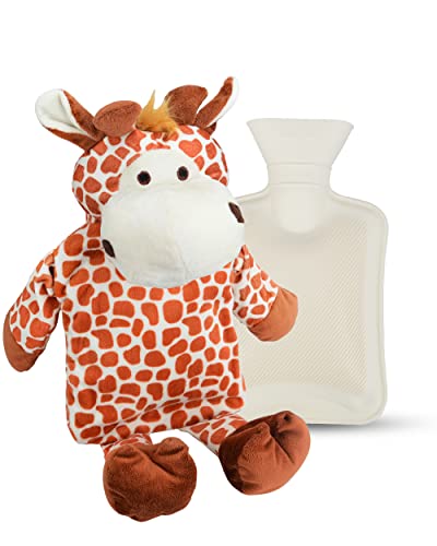 CHMMY Bolsa de Agua Caliente de Jirafa Peluche Animales Bolsa Agua Caliente Con Funda para Niños Super Suave Regalos Para Niños y Adultos Cover
