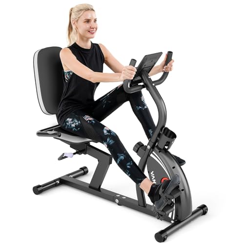 Image of VANSWE Recumbent Exercise Bike for Home Seniors with 450 LB Weight Capacity | Fit 5'1 inch-6'4 inch, Bluetooth App Connectivity, Whisper Quiet(<10DB), Back-lit LED Display & Pulse, Easy Assembly, Joint Friendly