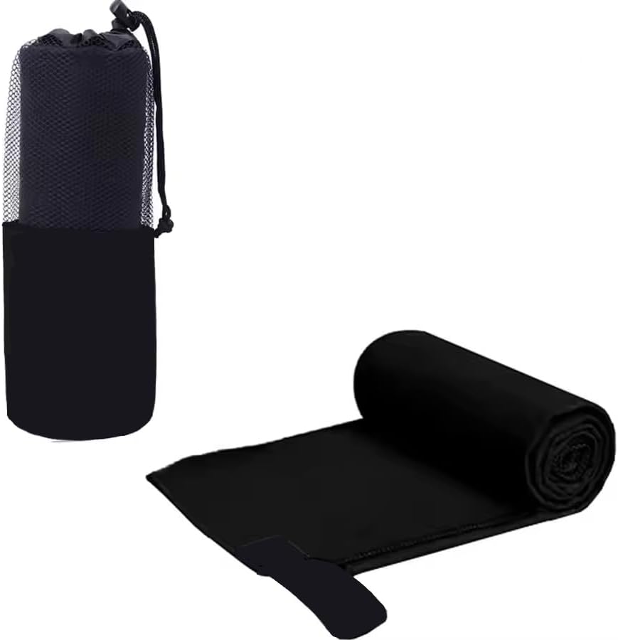 Microfiber Quick-Dry Sports Towel, 15.7×31.5 Inches for Gym Yoga Camping (Black, 40x80cm)