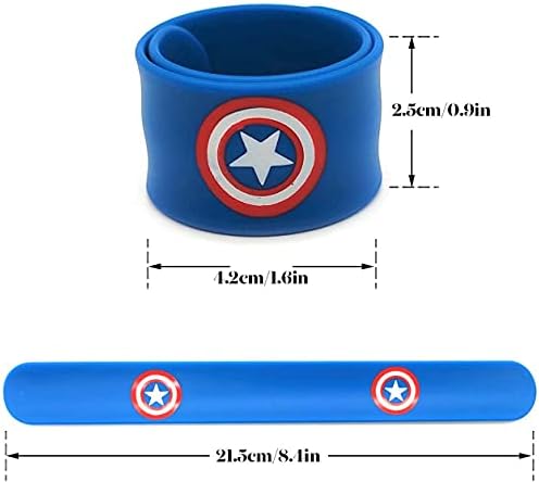KAHEIGN 10Pcs Superheroes Slap Bands for Kid, Silicone Wristband Marvel Avengers Slap Bracelet Bands Party Bag Fillers for Birthday Easter Halloween Christmas Party Favors