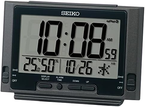 セイコークロック 目覚まし時計 置時計 デジタル 電波 黒メタリック 84×132×46mm SQ320K