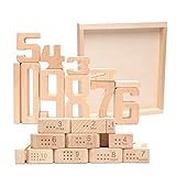 Number Blocks Wooden, Math Building Blocks 1-10, Kids Montessori Wooden Math Numbers Building Blocks...