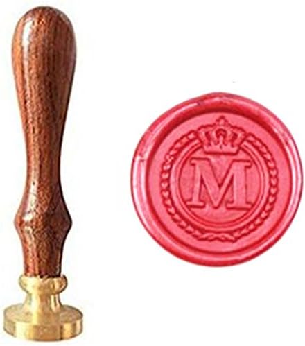 Corona de corona vintage con letra M en relieve, invitaciones de boda, tarjetas de regalo, sello de cera, sello estacionario, sello de cera de