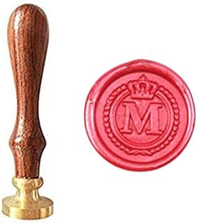 Vintage Alphabet Letter M Crown Wreath Initial Embossment Wedding Invitations Gift Cards Wax Seal Stamp Stationary Sealing Wax Stamp Wood Handel Set