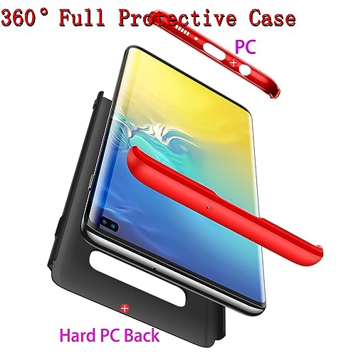 Image of Case for Galaxy S10 Plus, 3-in-1 Ultra-Thin Slim Hard PC Case Cover Anti-Scratches 360 Degree Full Body Protective Cover Compatible with Samsung Galaxy S10+ Plus (Red+Black+Red)