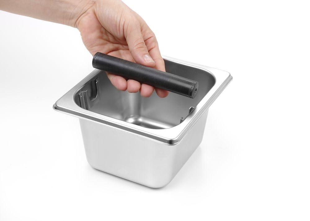 Box Per Fondi Di Caffè HENDI - In Acciaio Inox E Silicone, Design A Tipo Legno, Dimensioni 275x175x110 Mm