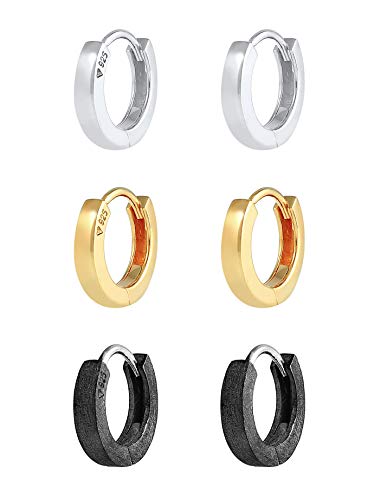Boucles d'oreilles créoles Kuzzoi en argent 925 lot de 3 paires tricolores
