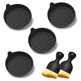 Juego de 4 posavasos de silicona y cepillo de limpieza para interiores de coche + 2 cepillos para detalles interiores, accesorios universales para el interior del coche (negro)