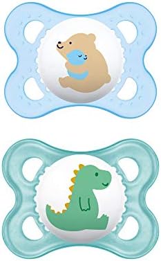 MAM Original Baby Pacifier, Nipple Shape Helps Promote Healthy Oral Development, Sterilizer Case, 2 Pack, 0-6 Months, Animal/Boy