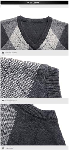 Men's Fashion Pullover Sweater Plaid Slim Fit Knitted Vest2
