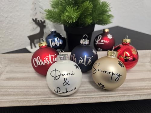 Weihnachtskugel mit Name personalisiert, verschiedene Farben, 6cm,...