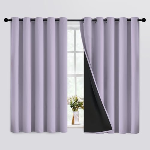 Image of SimpleHome Lilac 100% Blackout Curtains Room Darkening Living Room 63 Inch